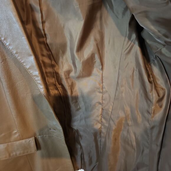 Vintage Chadwick's Tan 100% Leather Pantsuit sz 16 See all Photos - Picture 10 of 17